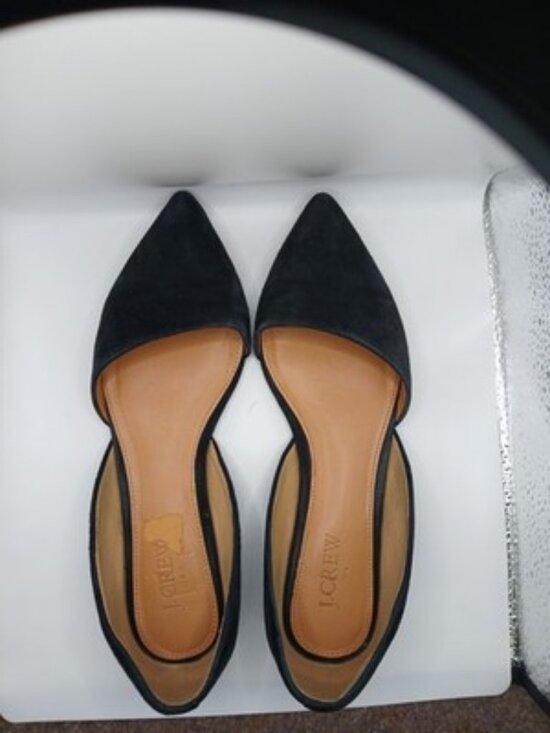 J. Crew Factory Shoes - J Crew Zoe D'Orsay Black Suede Leather Flat Point Shoes Women Size 7.5 Ballet